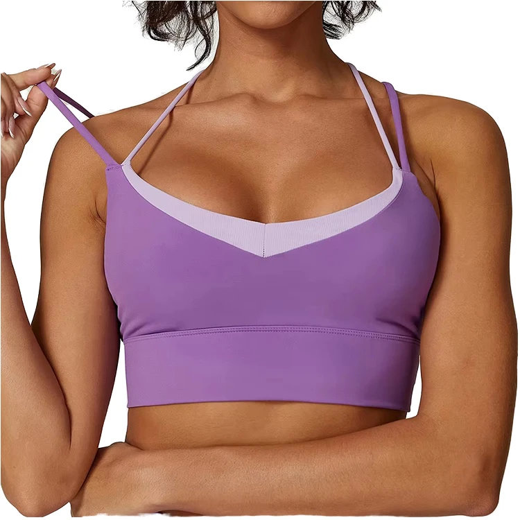 High Quality Custom Color Cross Strap Medium Support Women's Sports Bra for Yoga Workout Top Wear