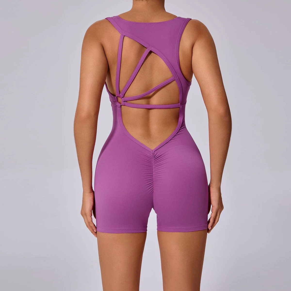 European American Women's Quick-Drying Peach Butt Yoga Jumpsuits Fitness Pants Training Dance Sports Bodysuits Spandex/Nylon