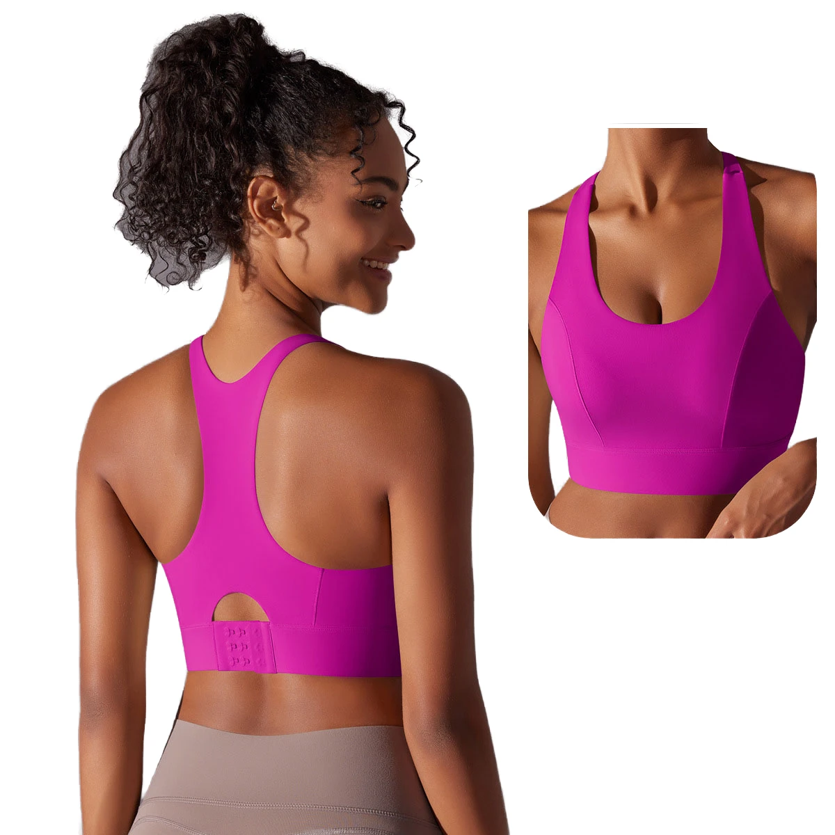 New Sexy Back Sports Bra High-Strength Fixed Cup Breathable Yoga Bra Seamless Back Buckle Shockproof Fitness Vest for Gym