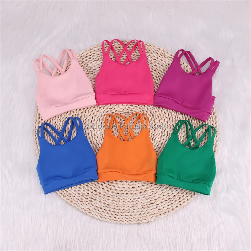 New Arrival Solid Color Kids Yoga Custom Design Kids Sports Tank Top Quick Drying Youth Fitness Clothes