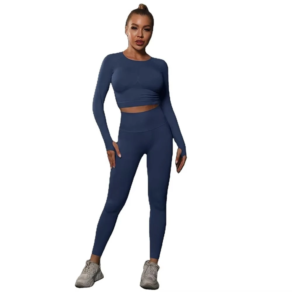 Women's Yoga Set 2-Piece Breathable Anti-Wrinkle Lightweight Elastic Waist Fitness Gym Wear Workout OEM
