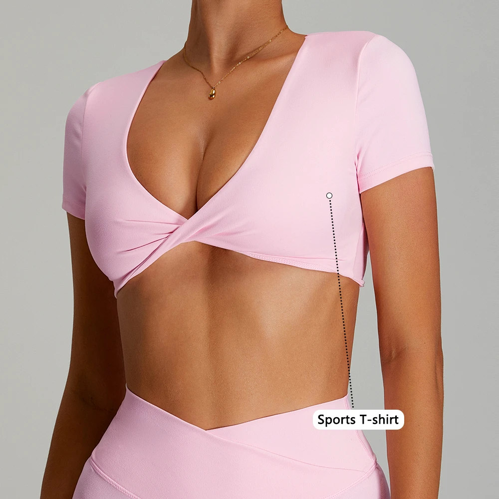 Wholesale Quick Drying Backless Yoga Clothes, Women's Sexy Yoga Short Sleeved Sports T-shirt Tops, Outdoor Running Fitness Tops