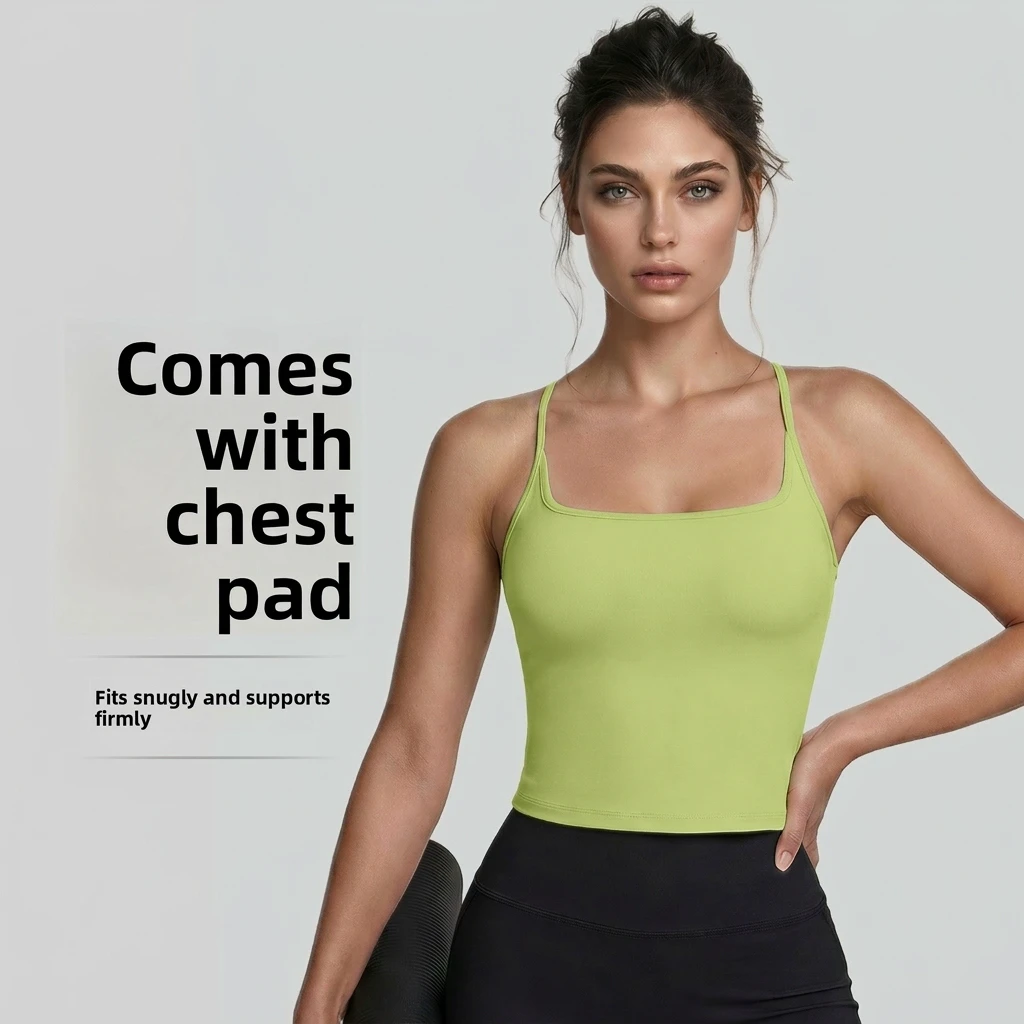 Large U-Neck Slimming Sports Vest High-Elasticity Summer Shock-Absorbing Push-Up I-Back Yoga Fitness Bra Crisscross