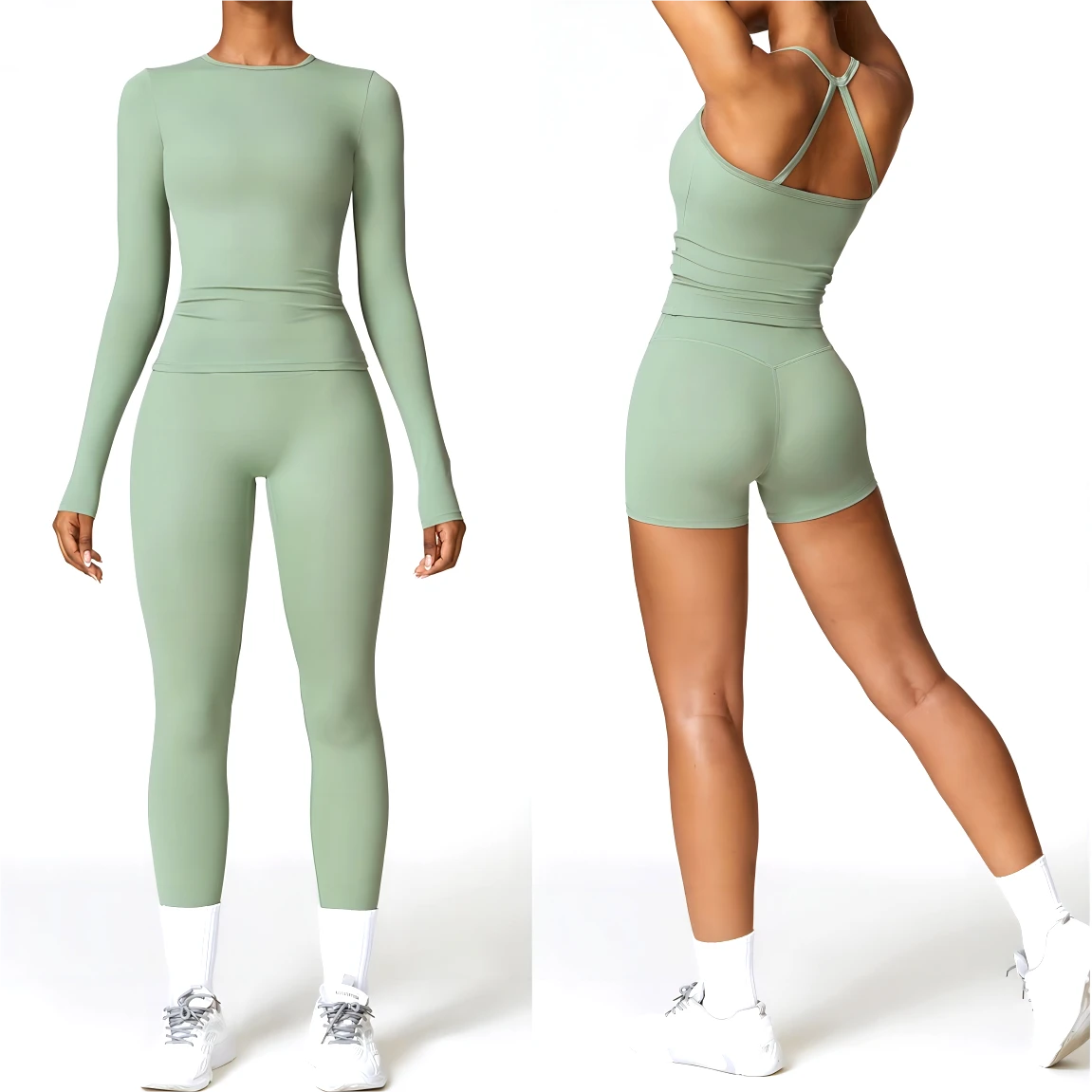 Hot Selling Women Soft Compression Stretchy Lightweight Yoga Pants and Tops Gym Fitness Sport Sets