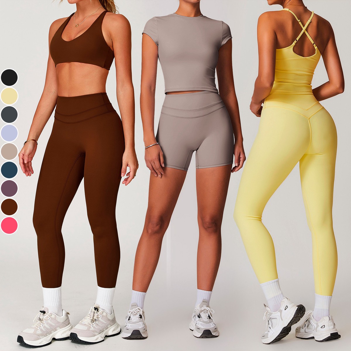 Hot Selling Women's Gym Wear Soft Compression Yoga Pants And Lightweight Tops Stretchy Fitness Sport Sets