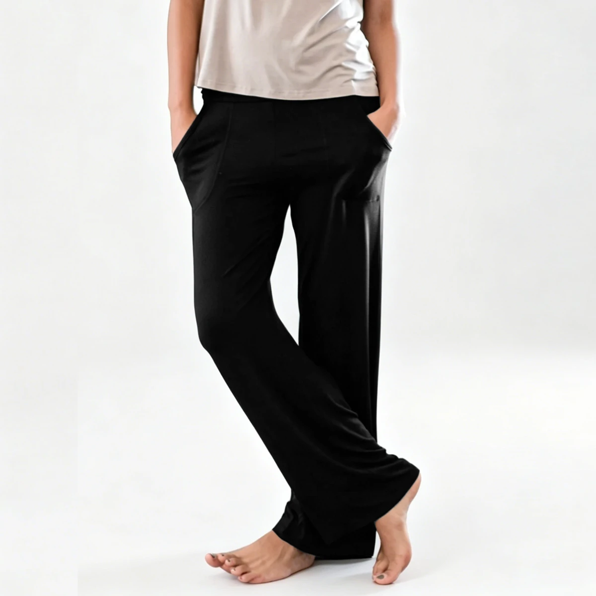 Wide Leg Bamboo Viscose Yoga Pants Women Loose Fit Lounge Trousers High Waist Casual Pajama Bottoms