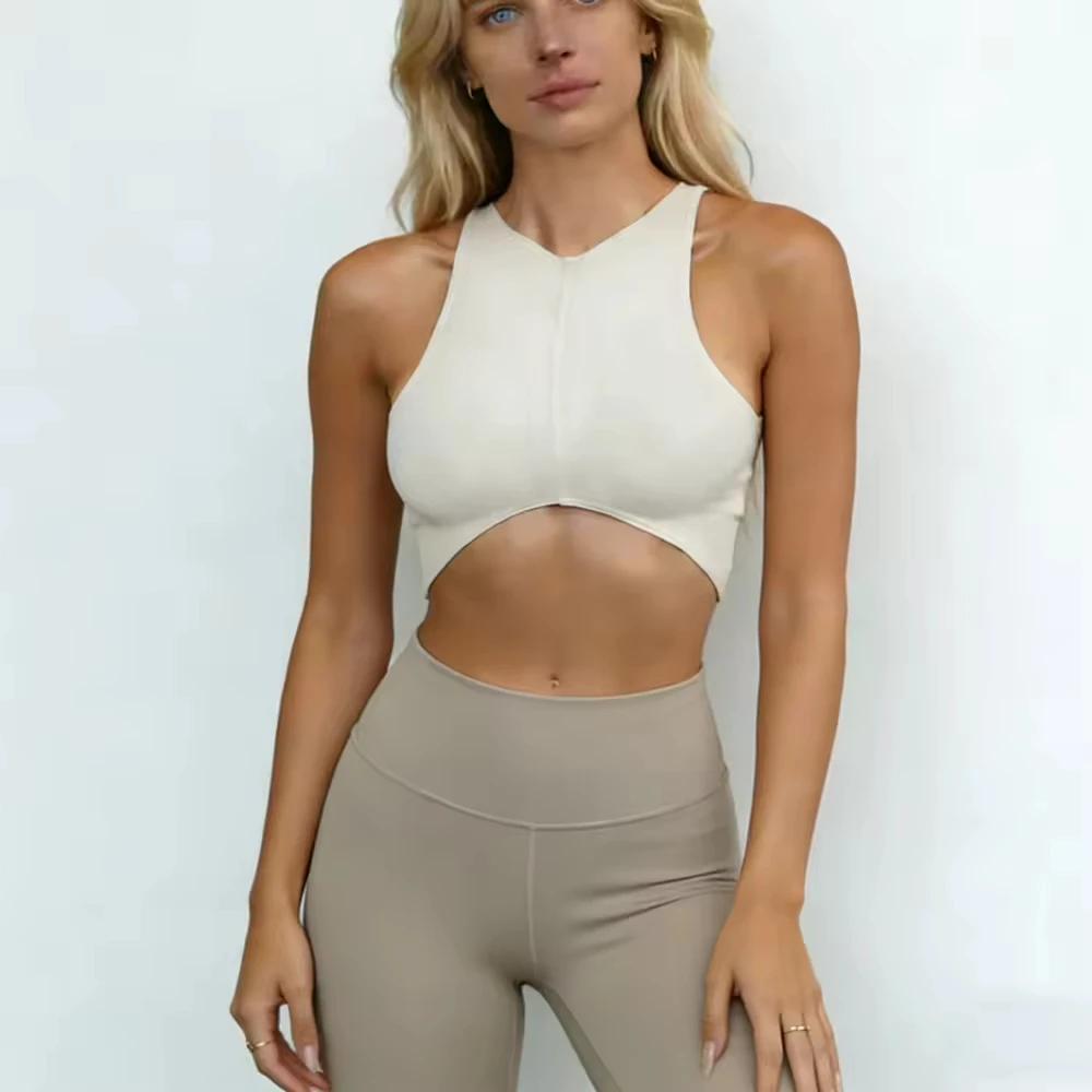Custom Recyclable Spandex Nylon Women Gym Wear High Impact Ribbed Fitness Workout Yoga Crop Tops High Stretchy Yoga Sports Bra