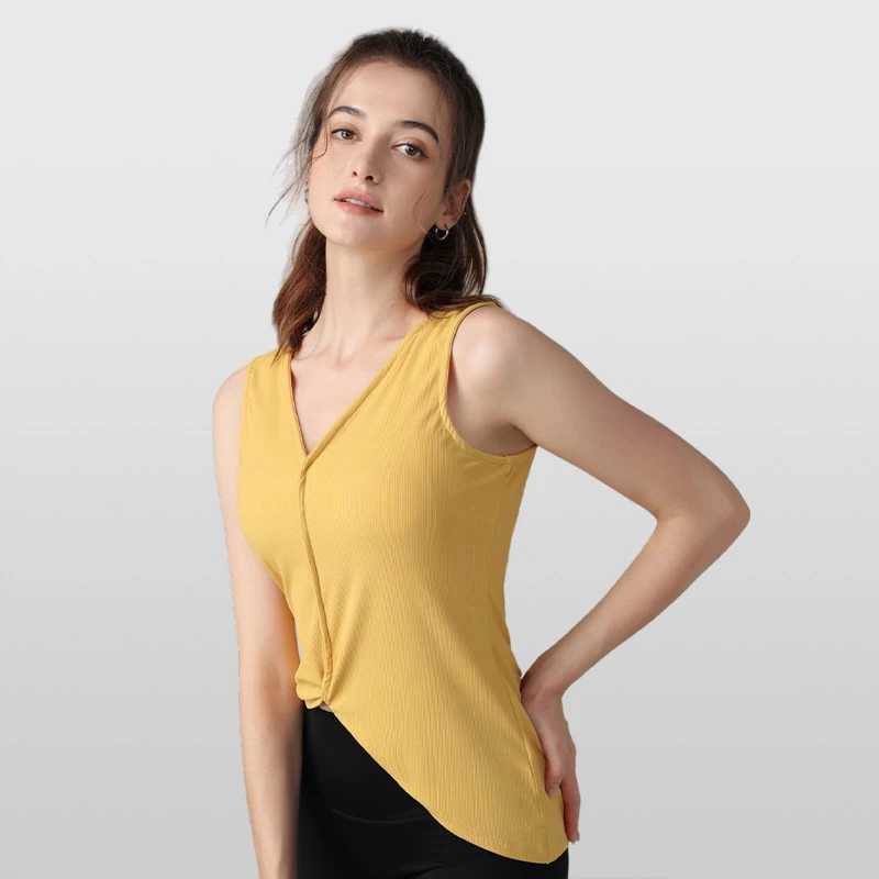 Women's Custom Front Summer Sportswear Breathable Eco-Friendly Quick Dry Workout Tank Top Casual Gym Vest With 2 Ways to Wear