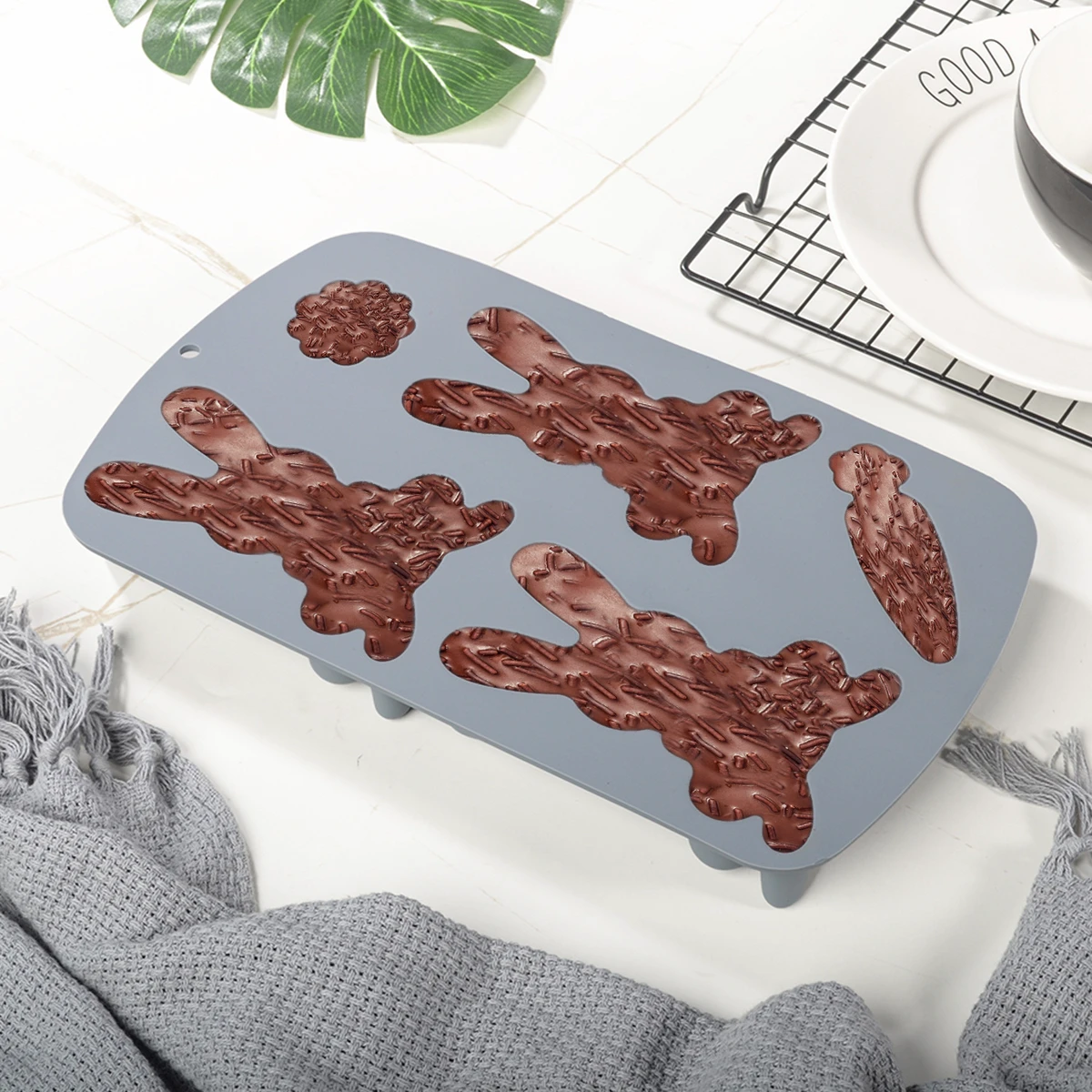 3D Rabbit Bunny Silicone Moulds Casting Moulds for Easter Chocolate Mousse Jelly Pudding Wax Melt Soap Easter Candy Sweets