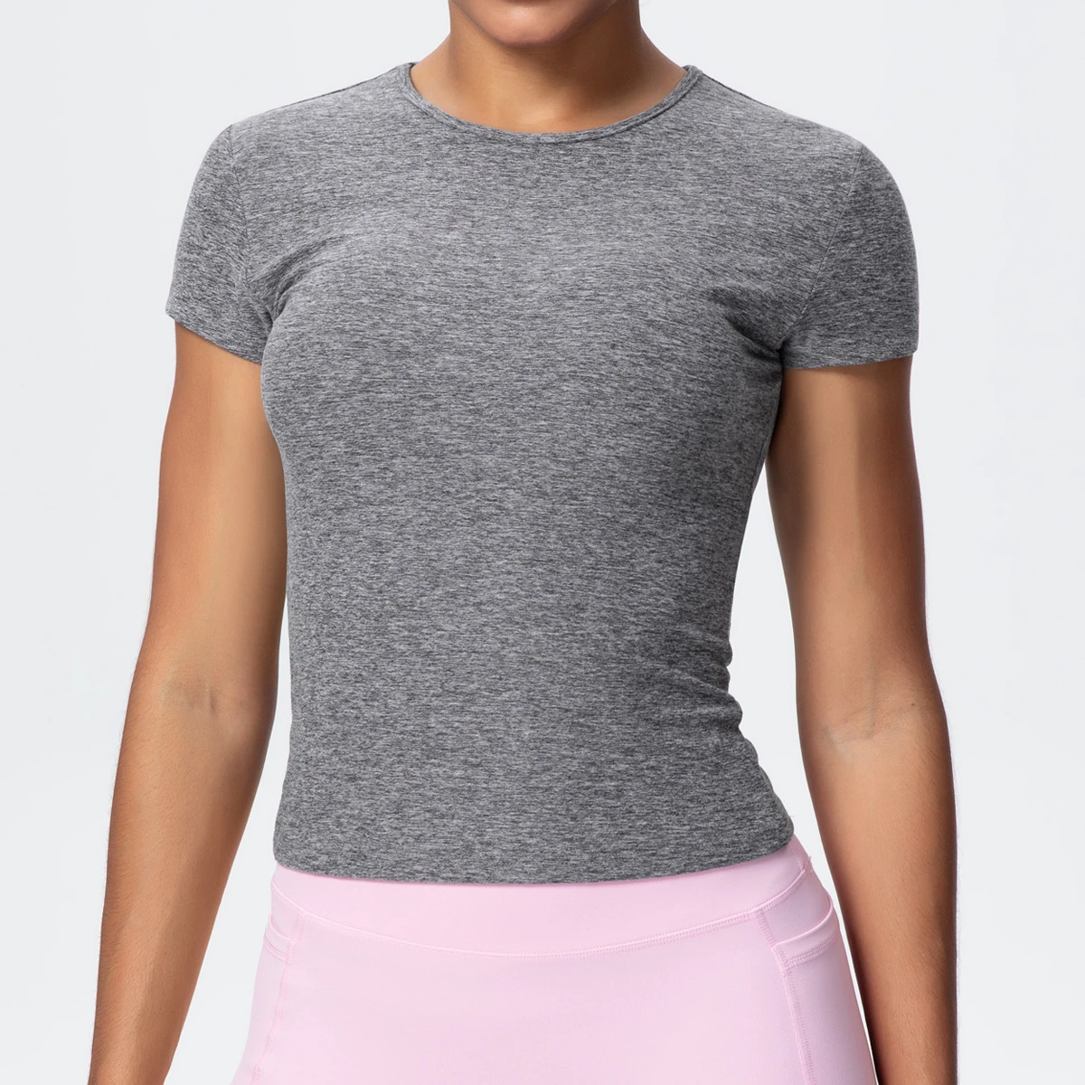 Women's Solid Color Spandex/Nylon T Shirt Four-Way Stretch Quick Dry Breathable Eco-Friendly Skinny Fit Short Sleeve Yoga