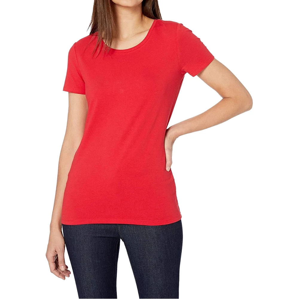 Hot Summer Women's Slim Fit Round Neck T-Shirt Custom Logo Eco-Friendly Fitted Girl Tops with Embroidery Decoration Hot Sale