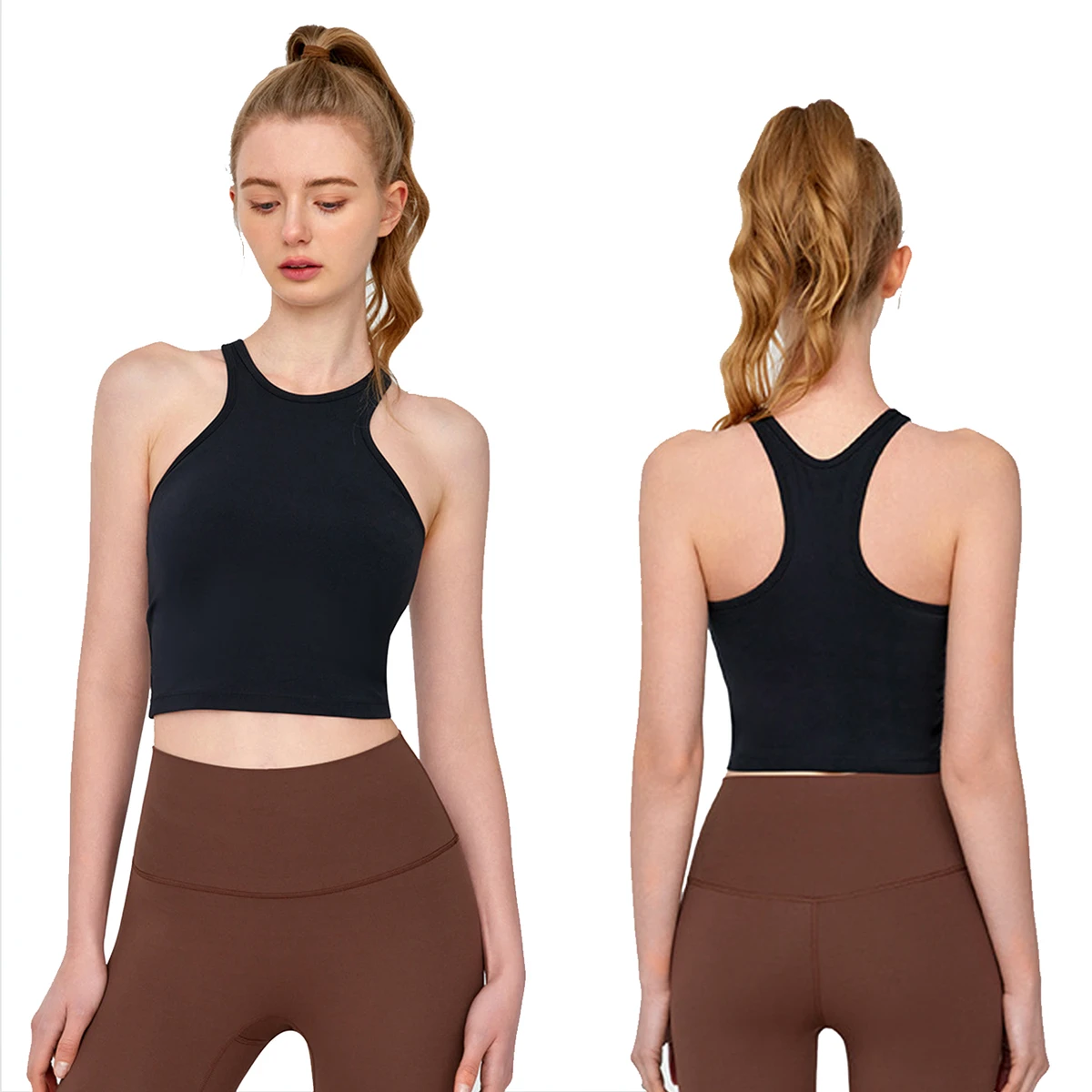 Yoga Gym Fitness Workout Deportivo Athletic Fitted Tank Top for Women With Built in Padded Bra Top Vest