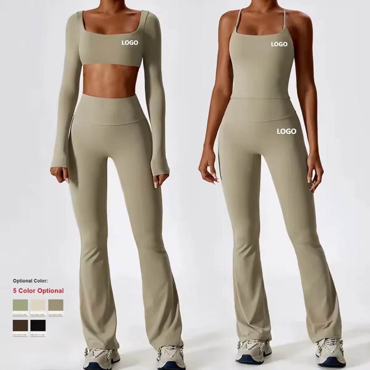 2023 New Wholesale 4Pcs Custom Ribbed Yoga Set Gym Sportswear Workout Clothing Woman Fitness Clothing Active Wear Set