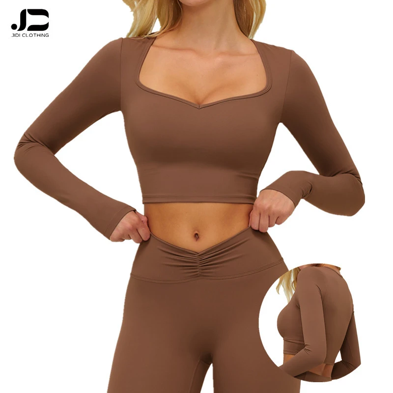 Autumn and Winter Brushed Fabric Yoga Long Sleeve Yoga Clothes Women's Outdoor Running Fitness Clothes Wear Casual Sports Top