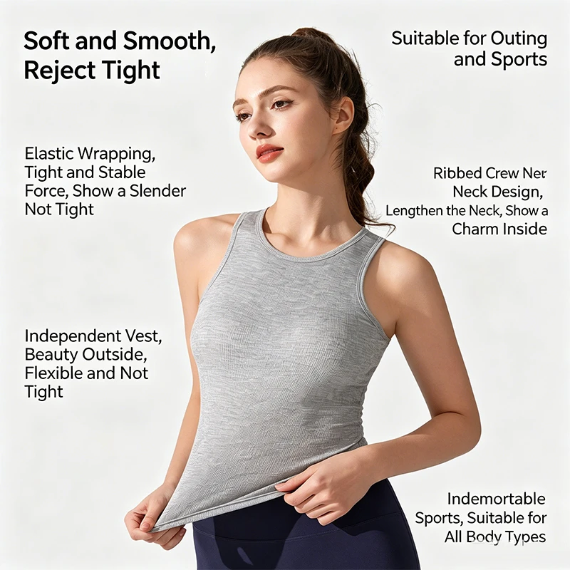 High Quality Modal Ribbed Round Neck Sleeveless Sports Vest Slim Fit Pilates Gym Removable Chest Pad Yoga Top Women Tank Tops