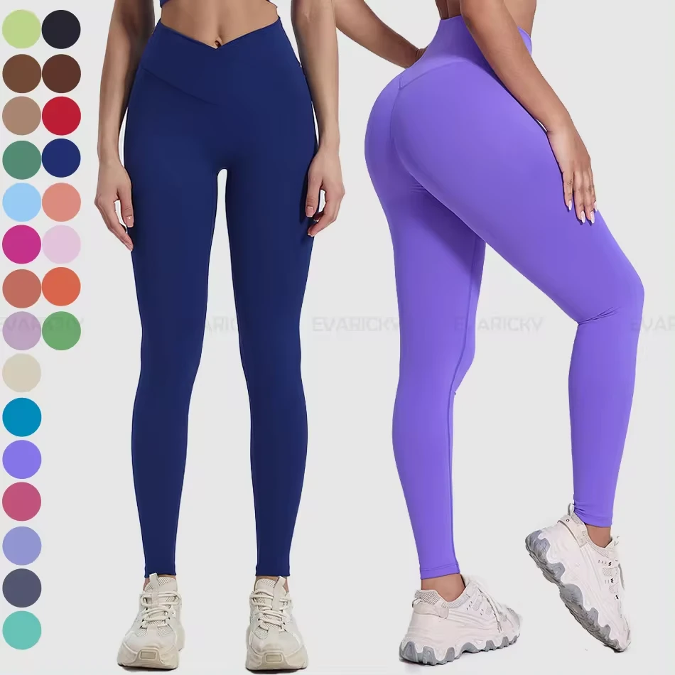 Women's High-Waisted Gym Leggings V-Shape Front Butt Lifting Yoga Features Soft Active Wear Elastic Waist Printed for Workout