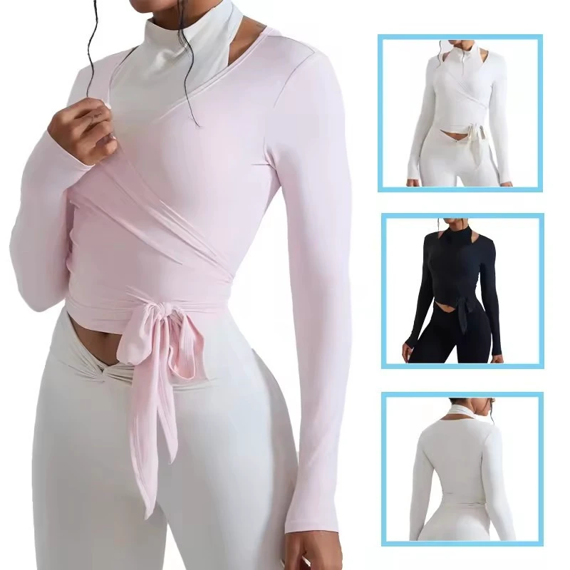 CY0307 Women's Balletcore Backless Yoga Top Breathable Lightweight Regular Fit Plus Size Long Sleeve Running Fitness Training