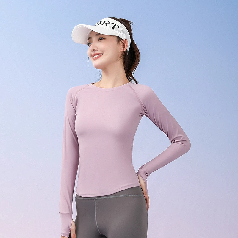 High Elastic Nude Mesh Yoga Long Sleeve Women's Slim Quick-drying Seamless Skin-friendly Yoga Tops