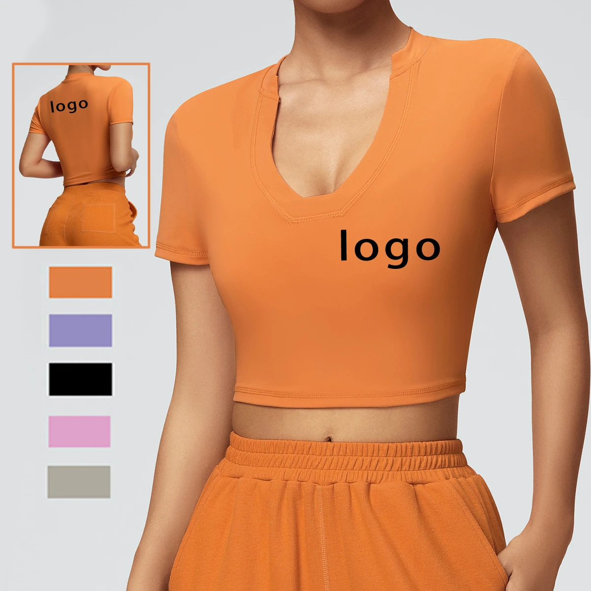 Women's Yoga Top Tight-Fitting Breathable V-Neck Short-Sleeved Fitness Running Sports T-Shirt Lightweight Running Top