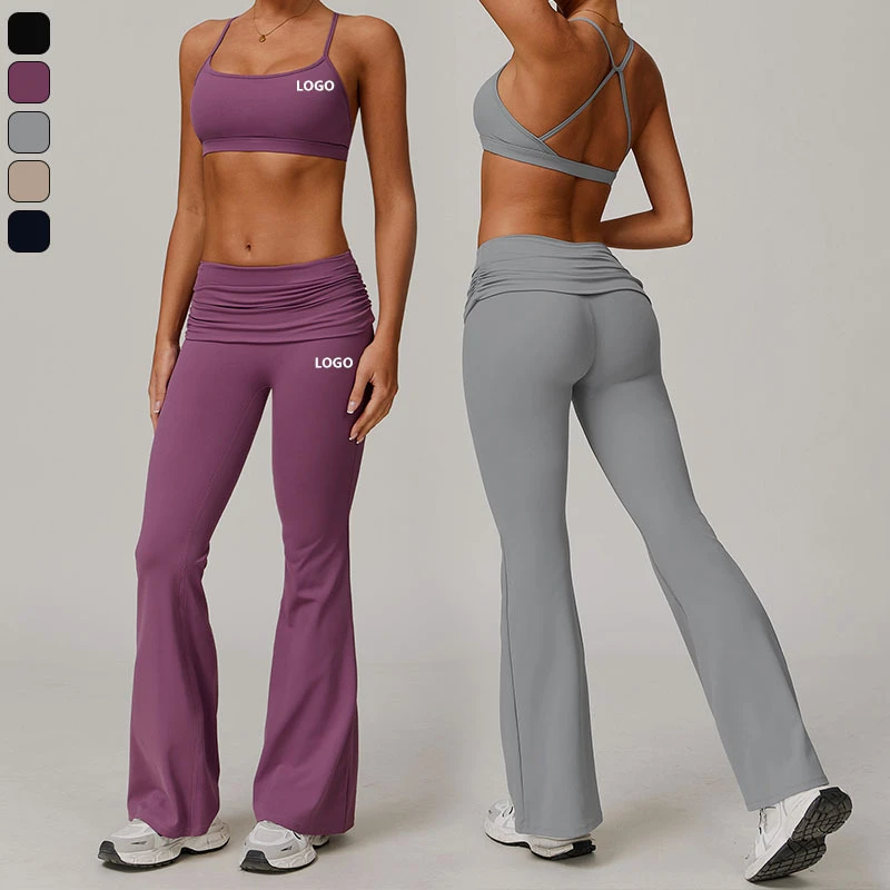 XW-TZ8347-2 Tight Yoga Suit Cloud Inspired Casual Quick Drying Bra Running Fitness Trousers Solid Color Yoga Set