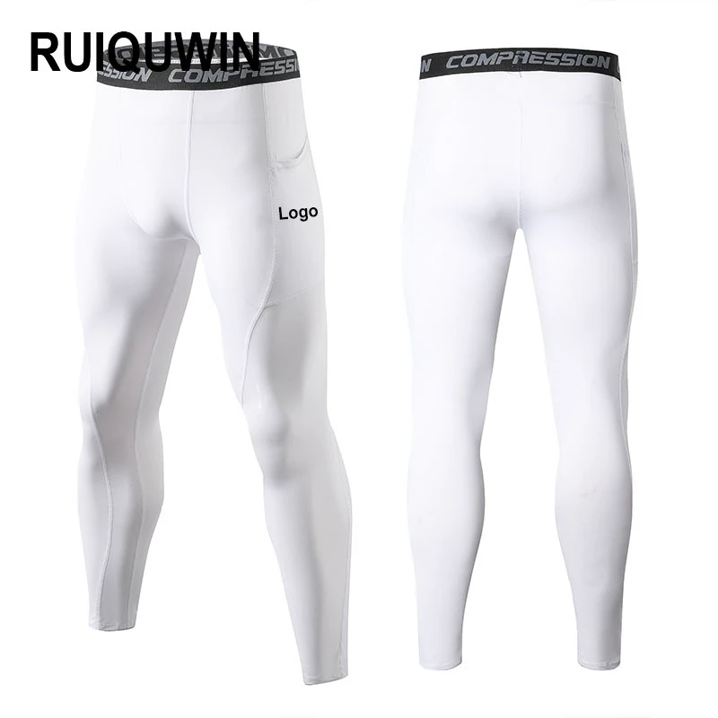 RUIQUWIN Wholesale Men's Winter Warm Fitness Pants With Pockets Quick Dry Breathable Jogging Pants High-elastic Sports Leggings