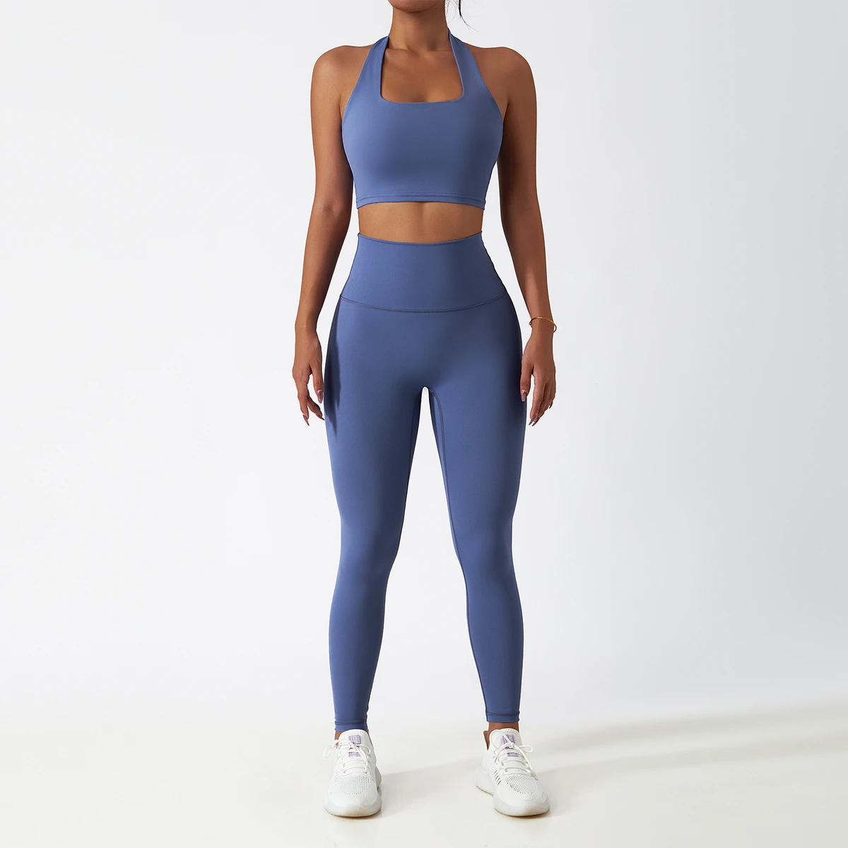 Plus Size Yoga Sets Women Seamless Breathable Four-Way Stretch Comfortable Fitness Workout Outfit Two Piece High Waist Solid