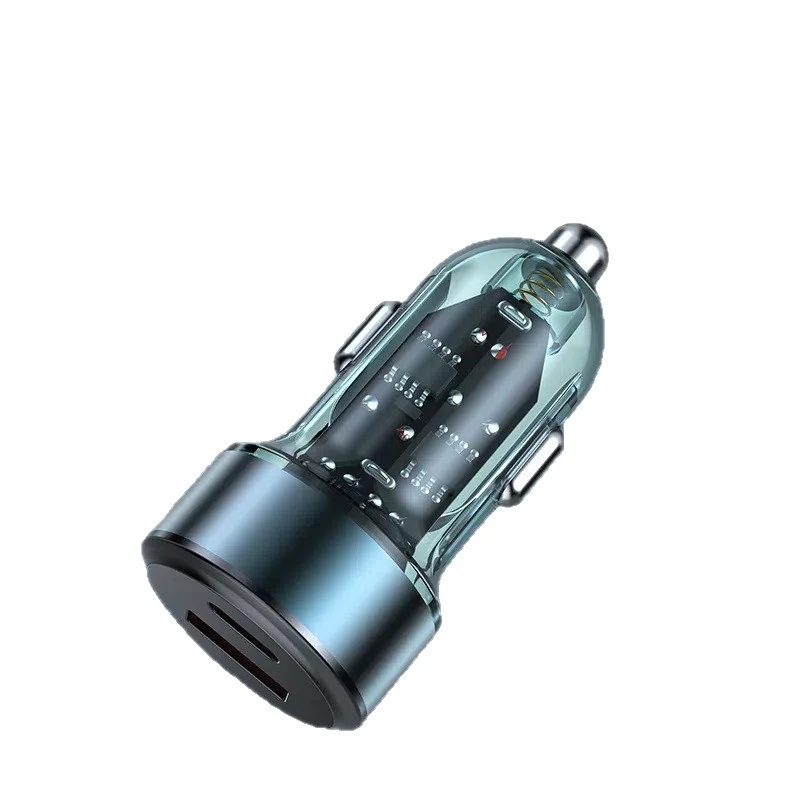 Wholesale Car Super Fast Charger Dual Port Car Charger PD100W 30w Transparent Car Adapter QC4.0 Fast Charging for Phone
