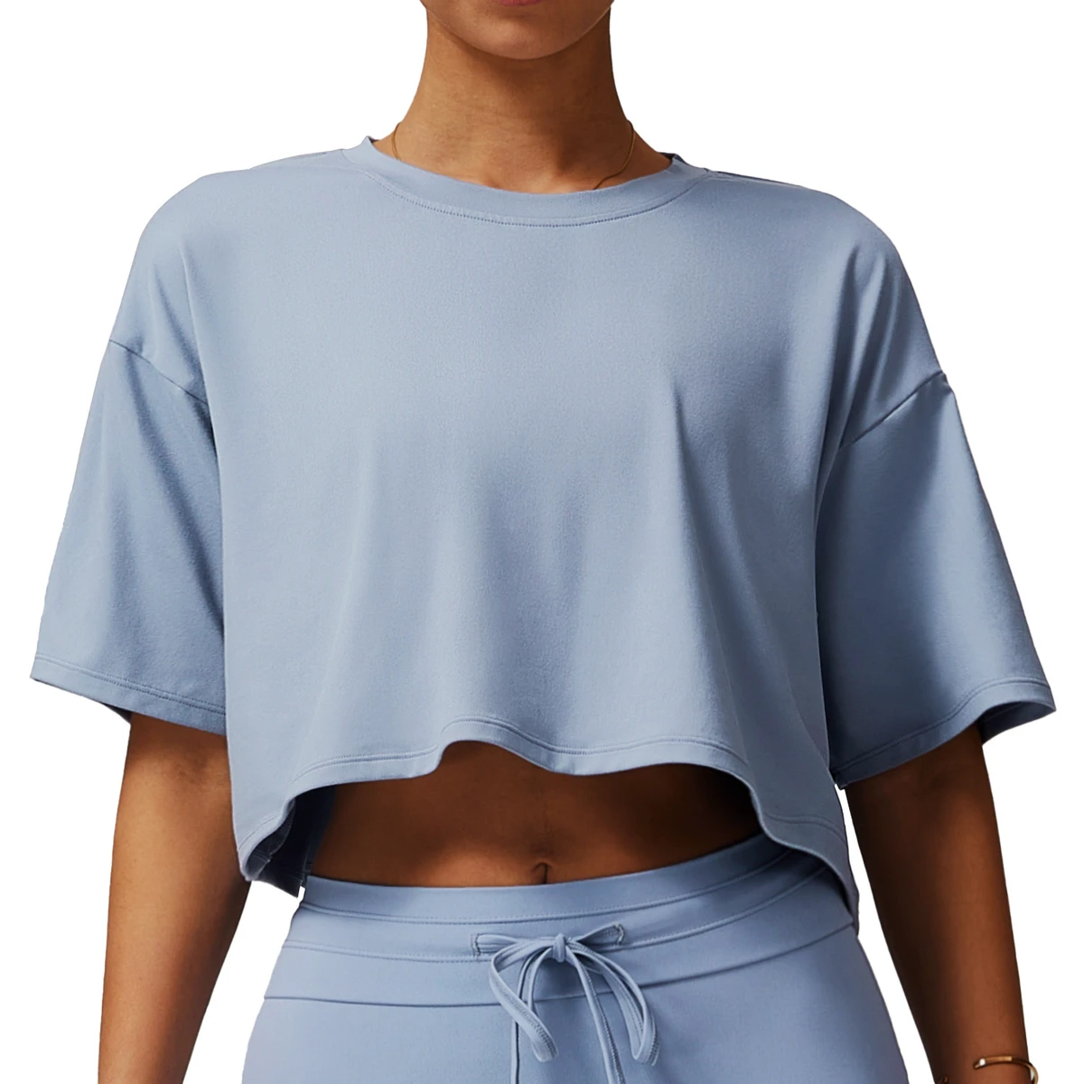 2025 Women Sportswear Round Neck Short Sleeve Gym Loose Yoga Crop Top Sports T Shirts Workout