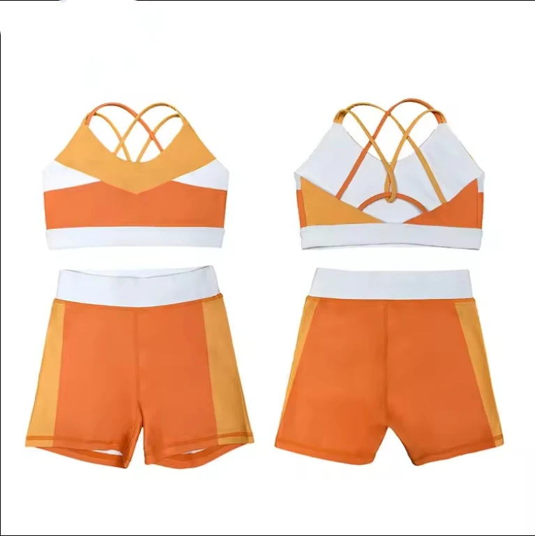 2024 Hot Selling Sets Wholesale Girls Bra Shorts Yoga Fitness Sets Active Wear Dance Children Yoga Set