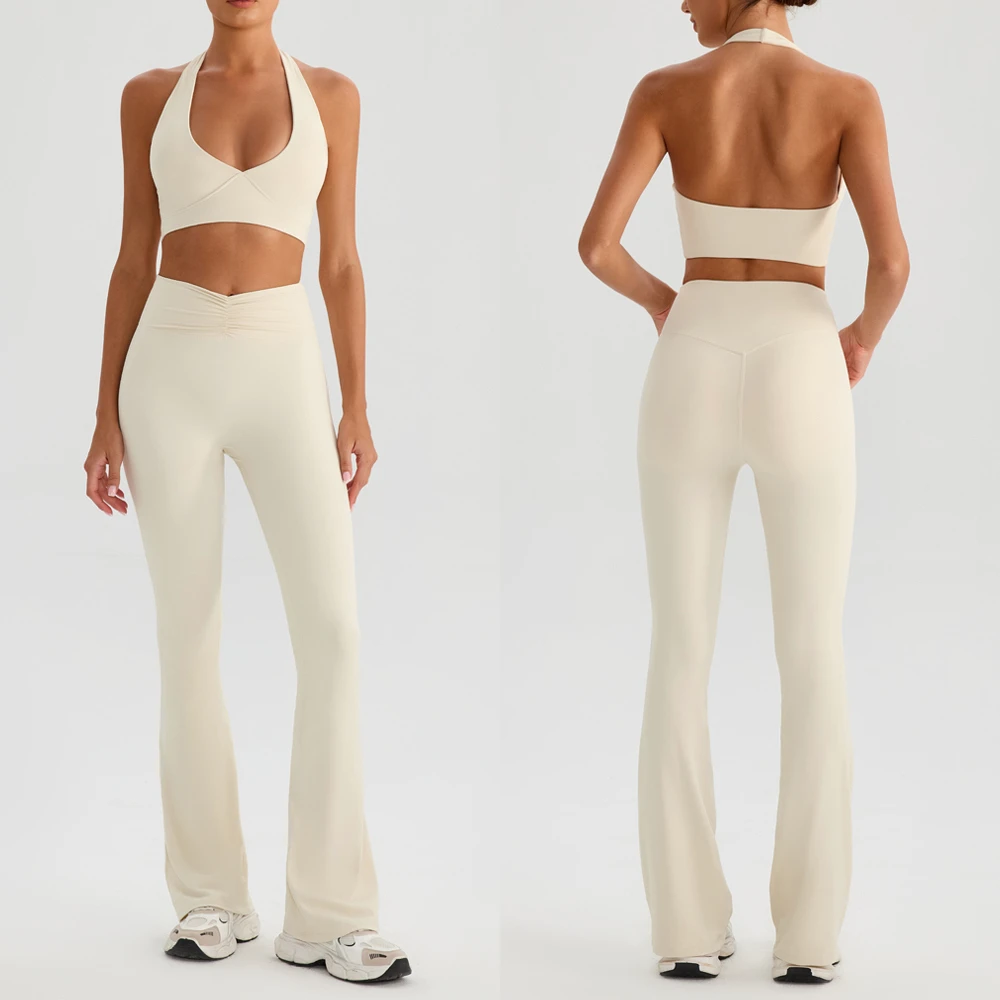 New Women Yoga Set Eco-Friendly Lightweight Breathable Solid Color Gym Clothing Active Sport Wear Running Fitness Suit Seamless
