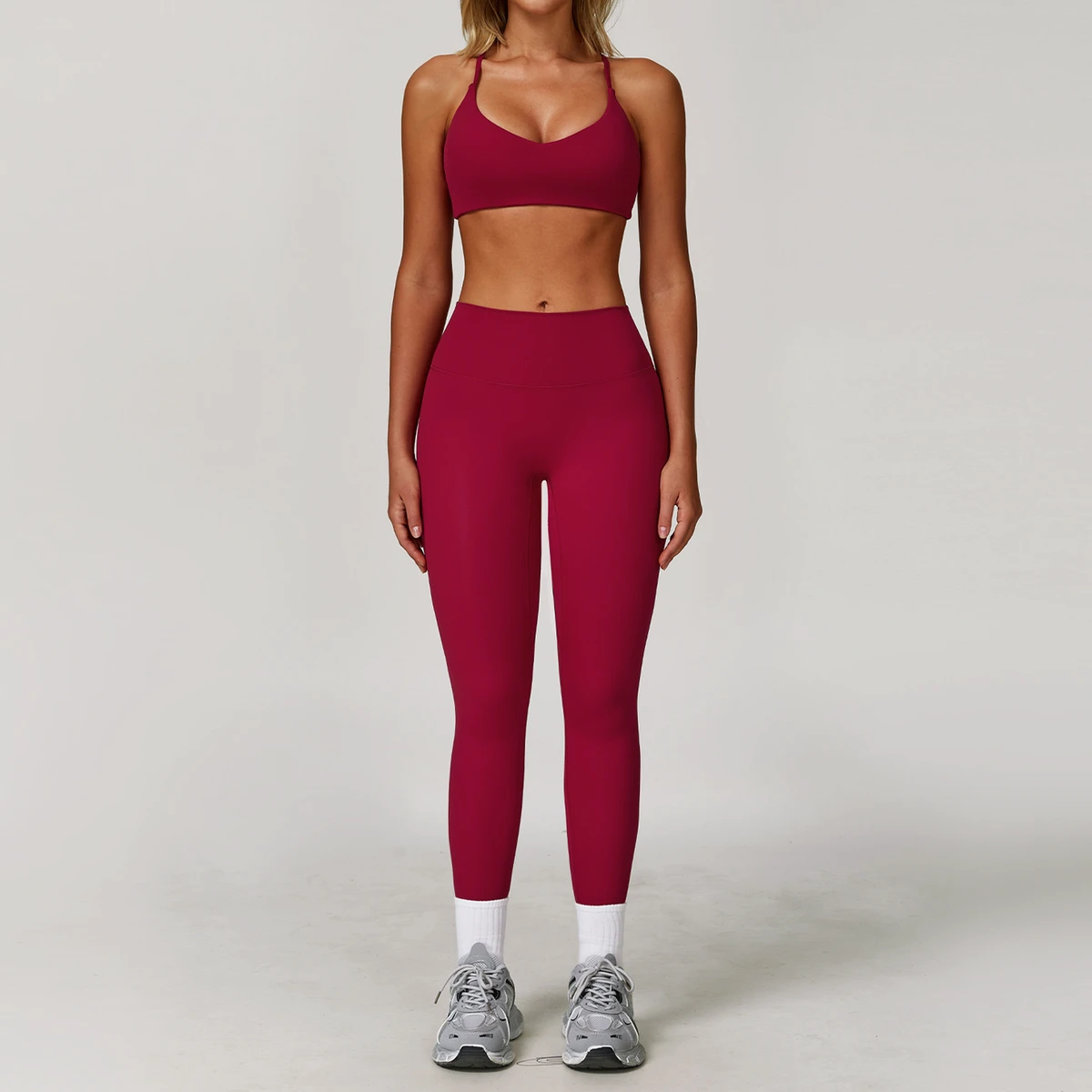 Three-Piece Yoga Sports Set Cross-Border Solid Quick-Drying Tight-Fitting Fitness Clothing for Outdoor Running