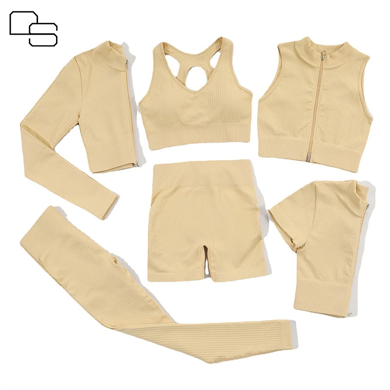 DS Seamless Fitness Sports High Quality Custom Color Clothing Women Gym 6 Piece Yoga Set