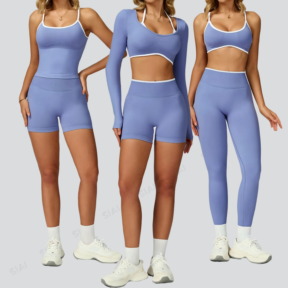 Women's Plus Size Yoga Winter 5-Piece Set Sleeveless Solid Anti-Bacterial Breathable Eco-Friendly Spandex/Nylon Front Shorts