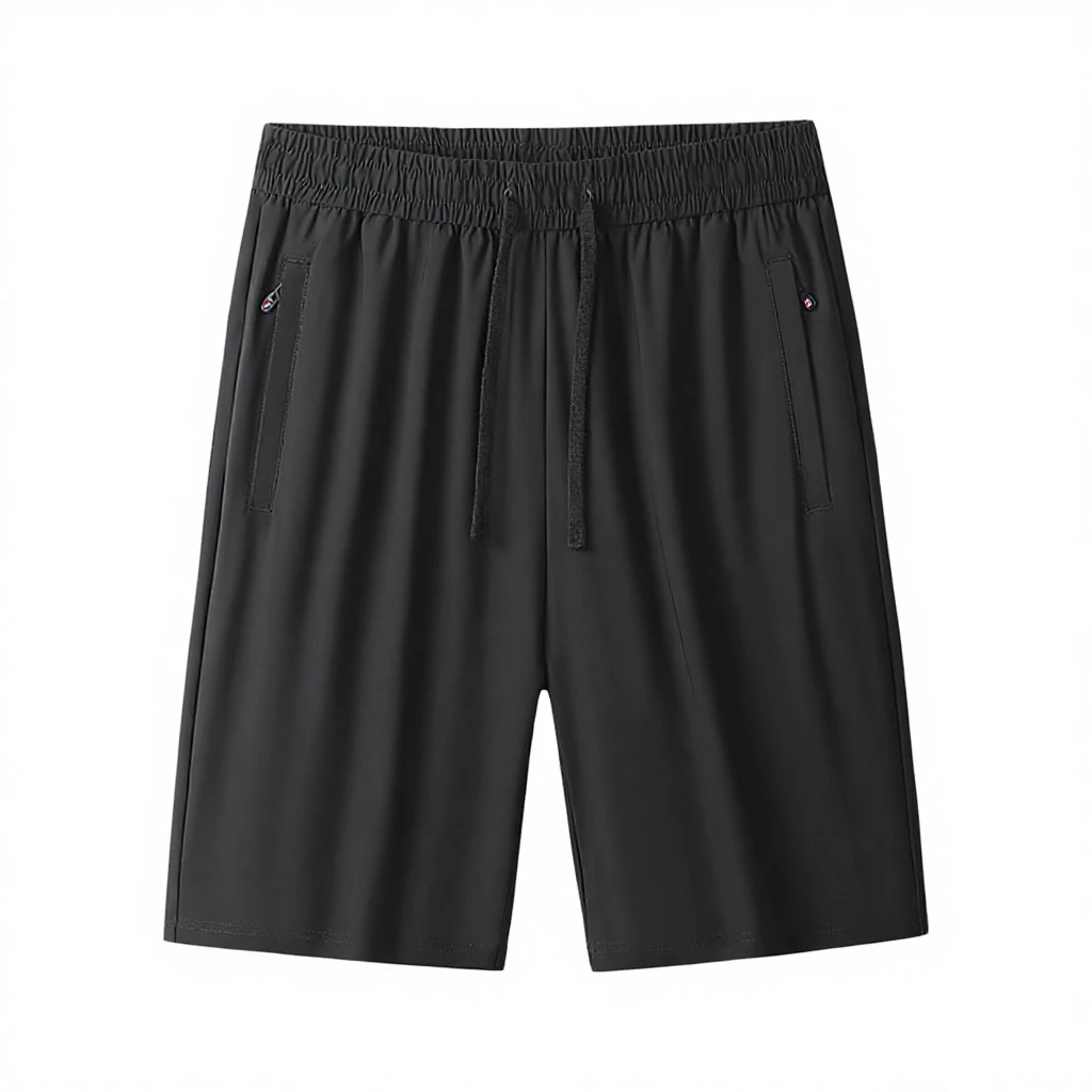 Summer Unisex Quick-drying Ice Silk Stretch Elastic Waist Solid Outdoor Sports Casual Loose Breathable Large Size Cropped Shorts