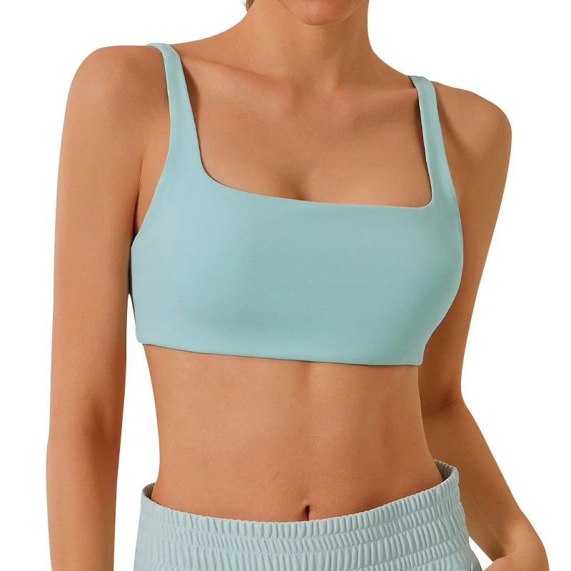 Women's Lightweight Square Neck Training Bra Quick Dry Breathable Sportswear Soft Compression Supportive Yoga Bra Spandex Lining