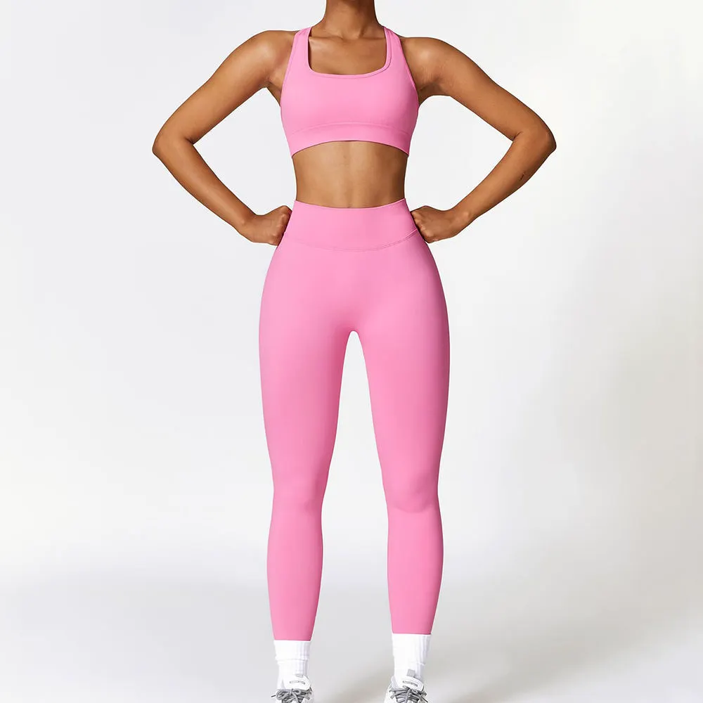 Adjustable Soft Bra & Legging Sports Yoga Sets Active Wear Women's 2-Piece Gym Fitness Yoga Suit High Elasticity Bra & Legging