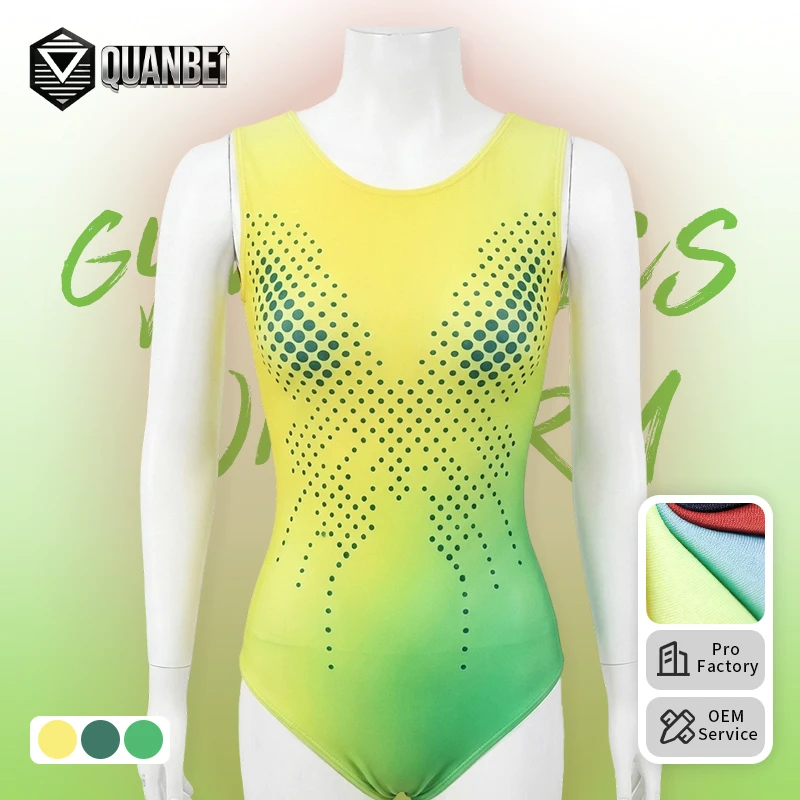 Wholesale Gymnastics Tight Fitting Green Gradient Adult Gymnastics Clothing Can Be Customized With Pattern Printing OEM
