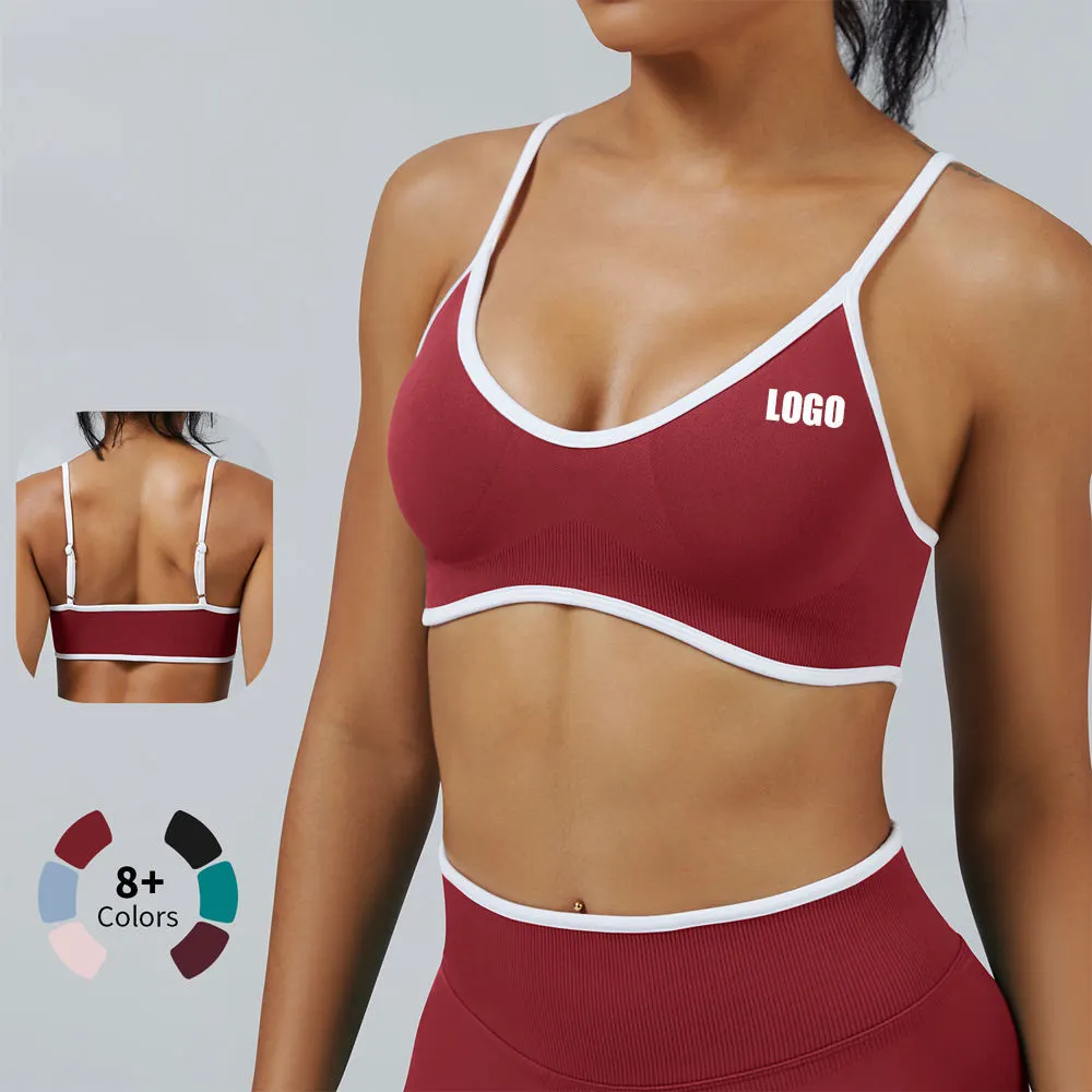 Custom Sujetador Deportivo Running High Seamless Nylon Spandex Backless Crop Sports Bra Crop Tops For Women