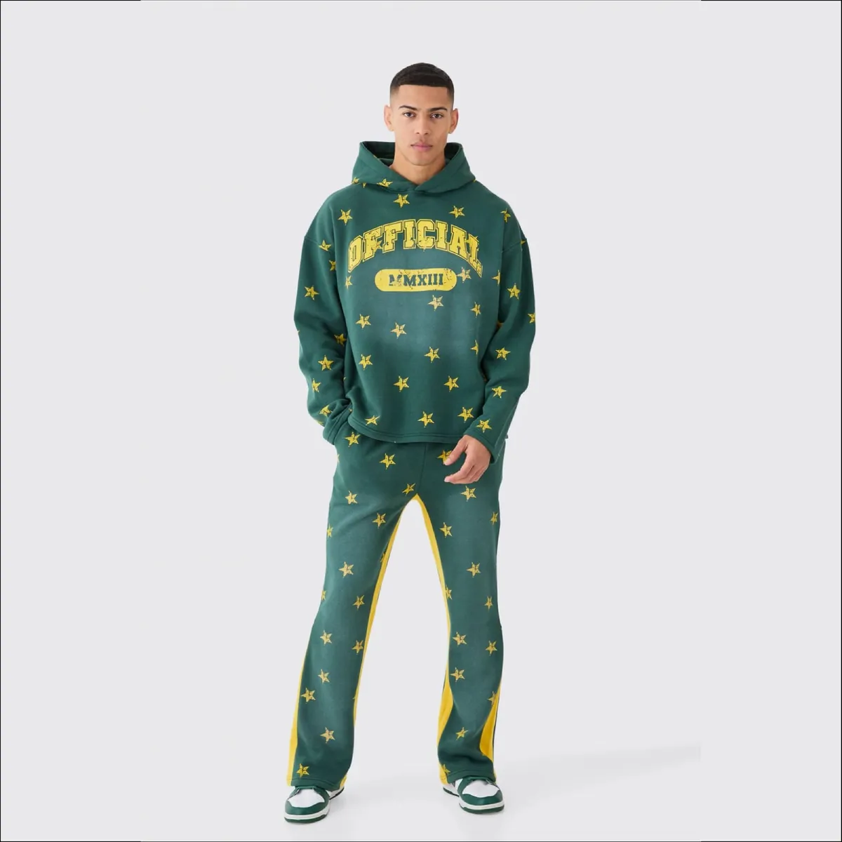 Premium Quality Unisex Solid Casual Sun Fade Heavyweight Hooded Tracksuits Custom Screen Printed Logo Wholesale Stacked Pant