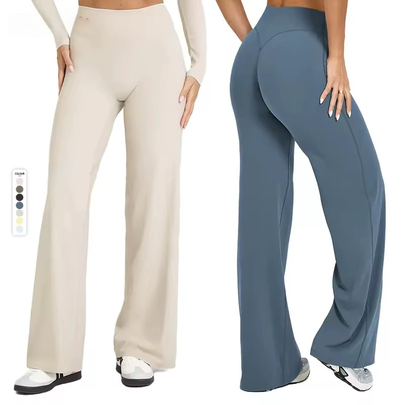 Custom Nylon Spandex Workout Soft Sports High Stretch Butt Lifting Yoga Pants Gym Women's Wide Leg Pants Yoga Leggings