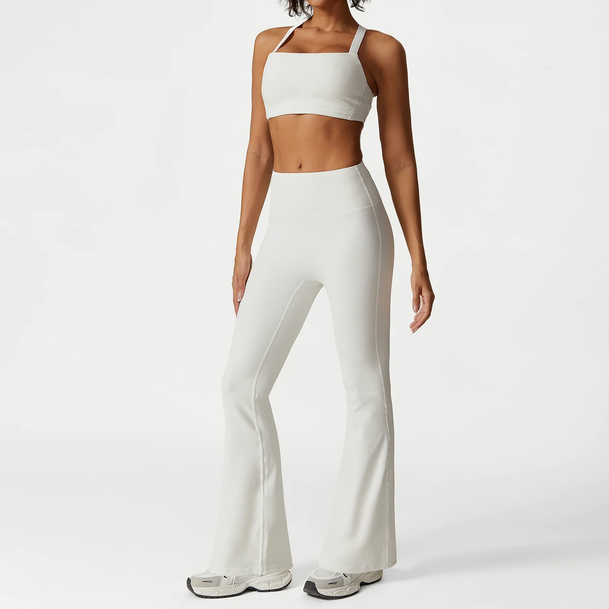 High Quality 6 Piece Fitness Yoga Wear Jacket Crop Top and Flare Yoga Pants Gym Sport Workout Wear Fitness Yoga Set Women