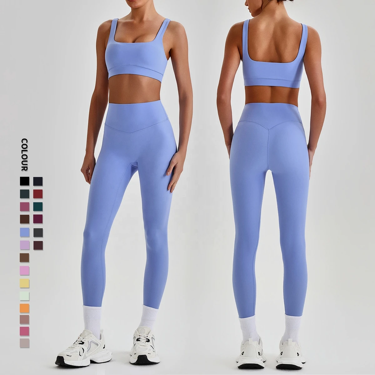 SHINBENE Super Cloud Women 2Piece Yoga Fitness Set Workout Basic Sport Bra High Waist Legging Outfits Tracksuit