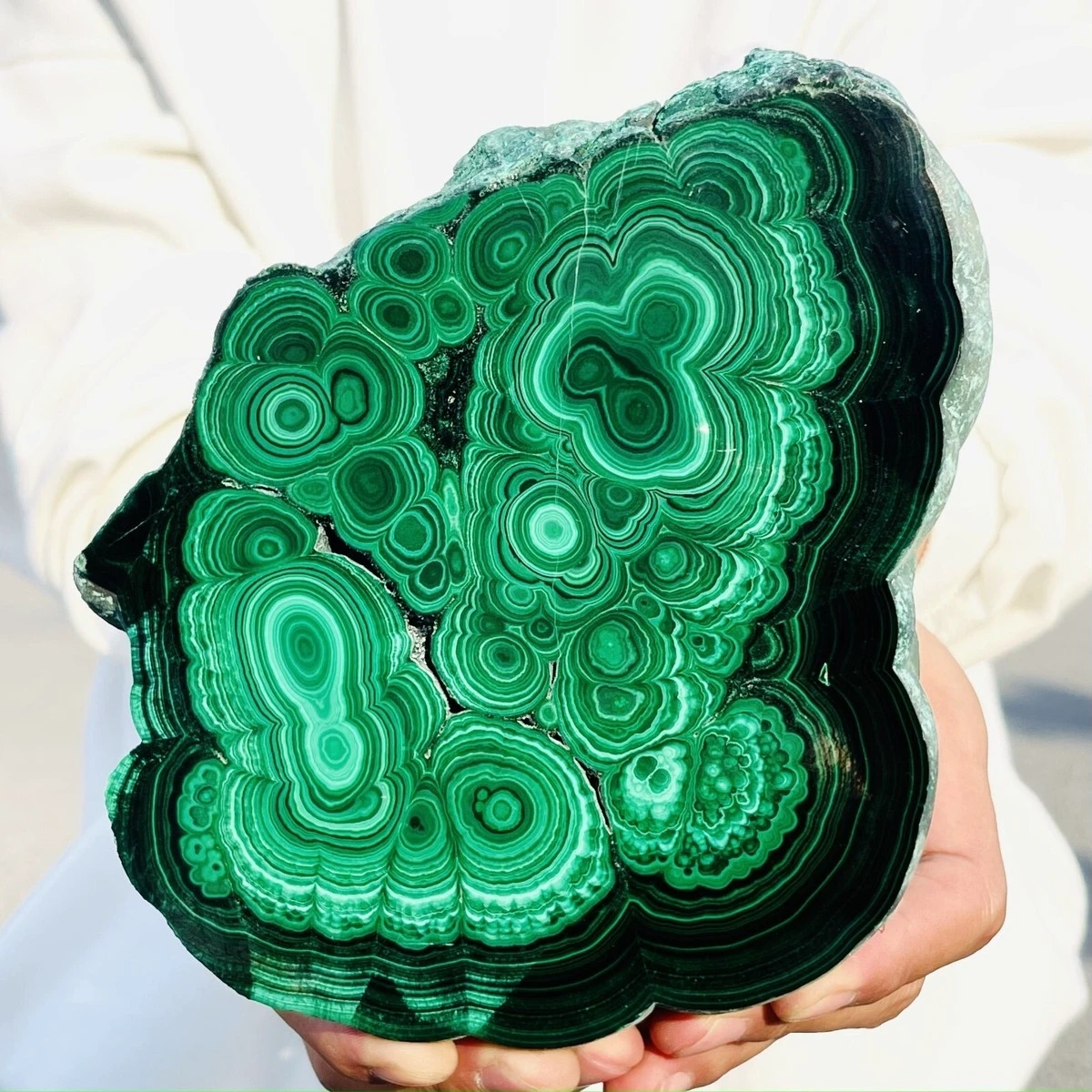 Wholesale Natural Crystal Malachite Irregular Cut Malachite Slice Ornament Carved Crystal Crafts for Decoration