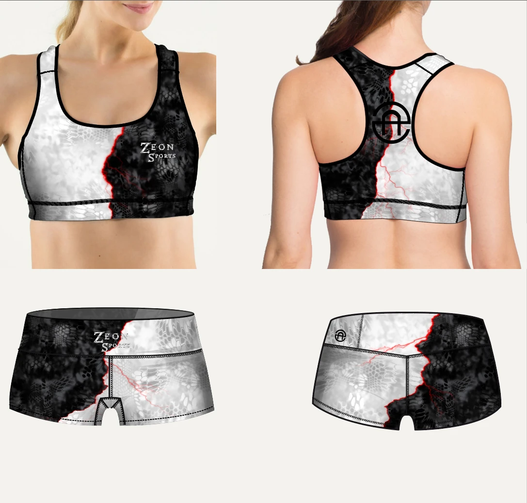 Nice Quality Heavy Compression Ladies Sports Bra and High Waist Shorts Custom Make Yoga Sets