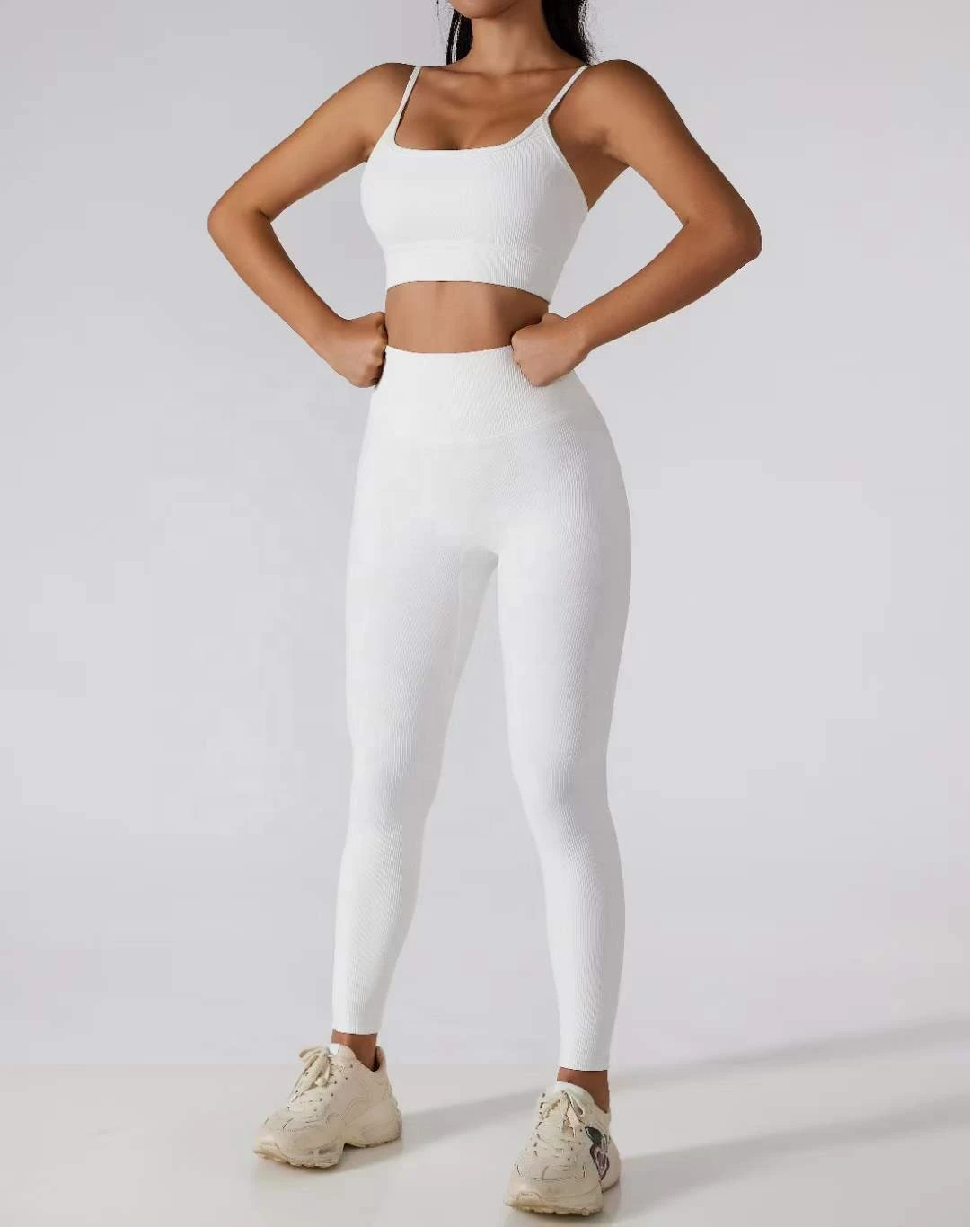 Custom Seamless Ribbed Breathable 6 Piece Yoga Set for Women Gym Fitness Jogger Activewear