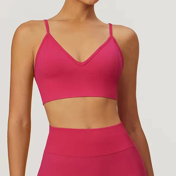 Adjustable Sports Bra Solid Color Seamless Quick Drying Yoga Top Training Shockproof Tight Gym Yoga Bra