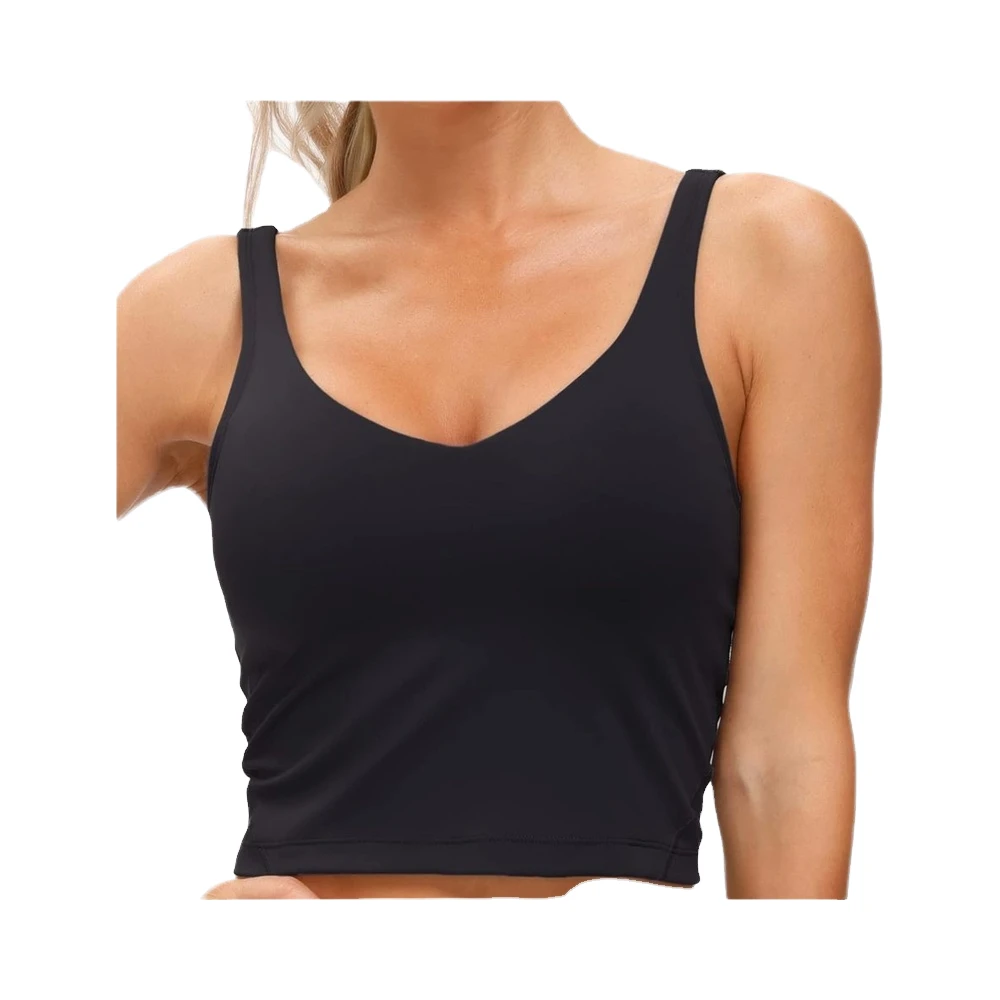 Women's Medium Support Fitness Yoga Sports Bra Longline Wirefree Padded Top with Breathable Spandex Lining and Print Pattern