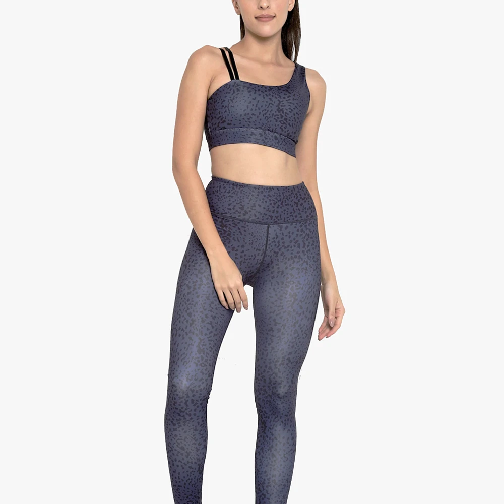Wholesale Price Custom Logo Solid Front Elastic Waist Women Gym Fitness Yoga Sets High for Sports Bra with Legging Set
