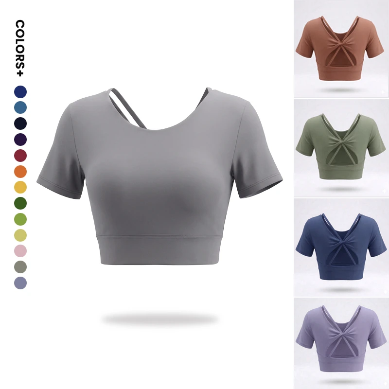 Sexy Back Strap Design Women's Athletic Yoga Sport Bra with Plaid Pattern Spandex/Nylon Material Light Support Removable Pads