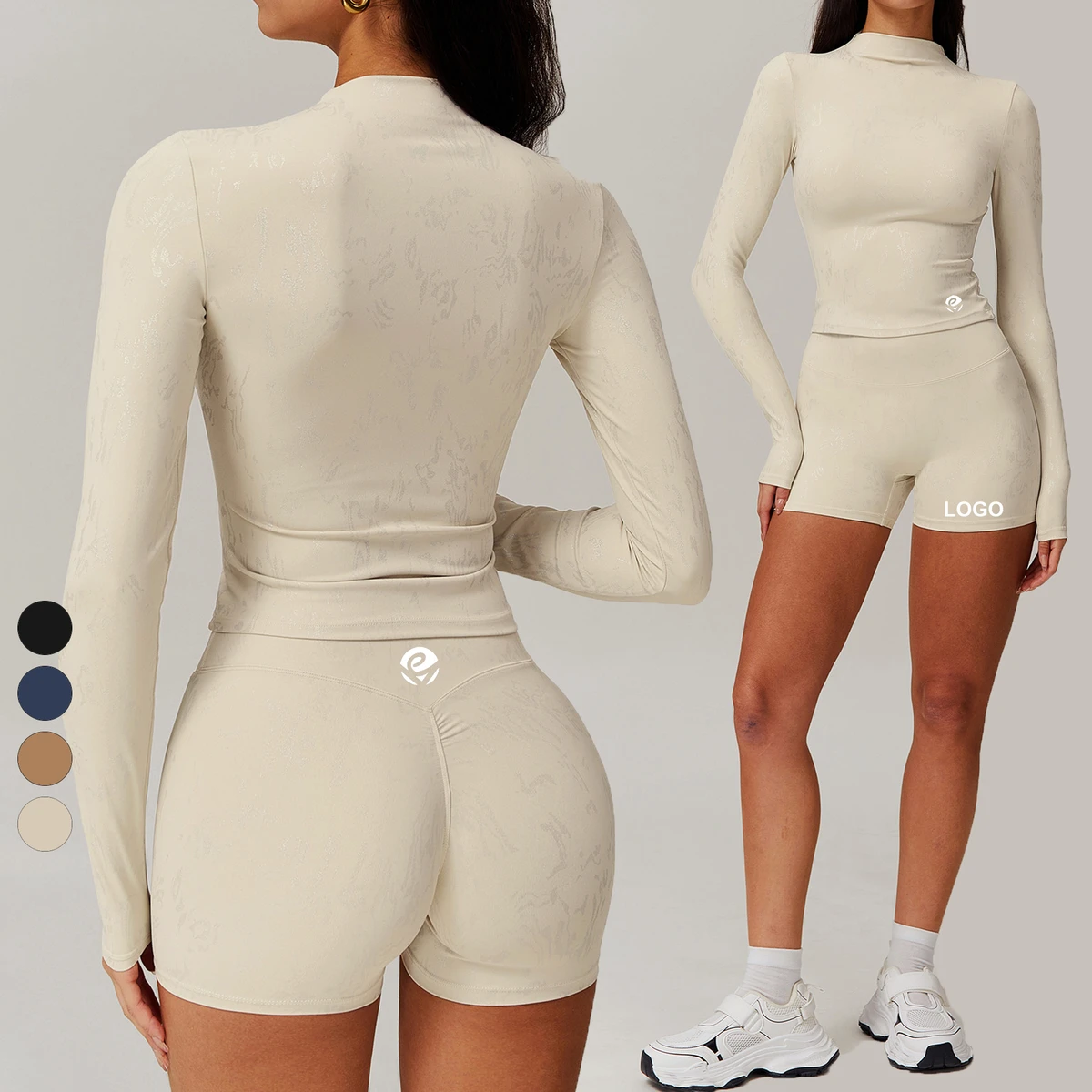 Womens Gym Clothing Fitness Set Two Piece Workout Sets Fitness & Yoga Wear Gym Fitness Sets Woman Top Long Sleeve Sports Suit